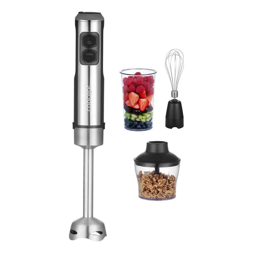 Concept TM5520 - Ραβδομπλέντερ xειρός με αξεσουάρ 1500W/230V μαύρο/ανοξείδωτο ατσάλι