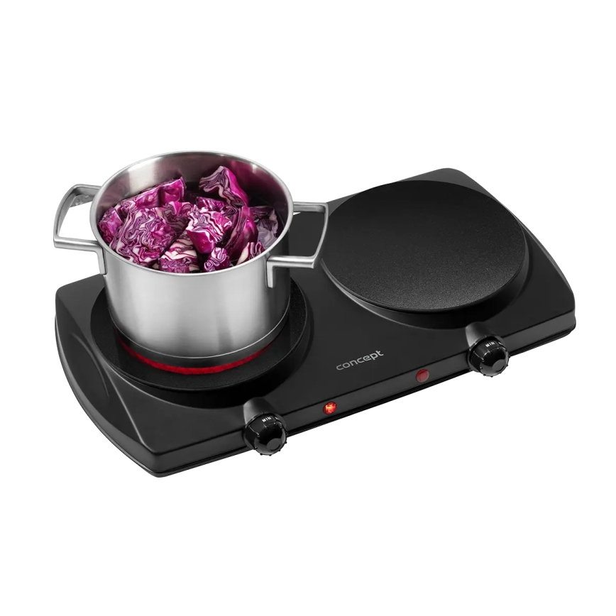 Concept VE3060 - Διπλή ηλεκτρική εστία 2500W/230V, μαύρη