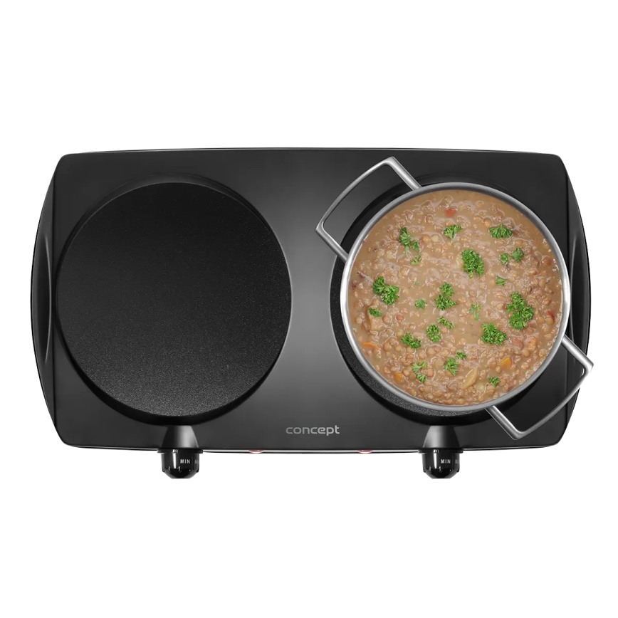 Concept VE3060 - Διπλή ηλεκτρική εστία 2500W/230V, μαύρη