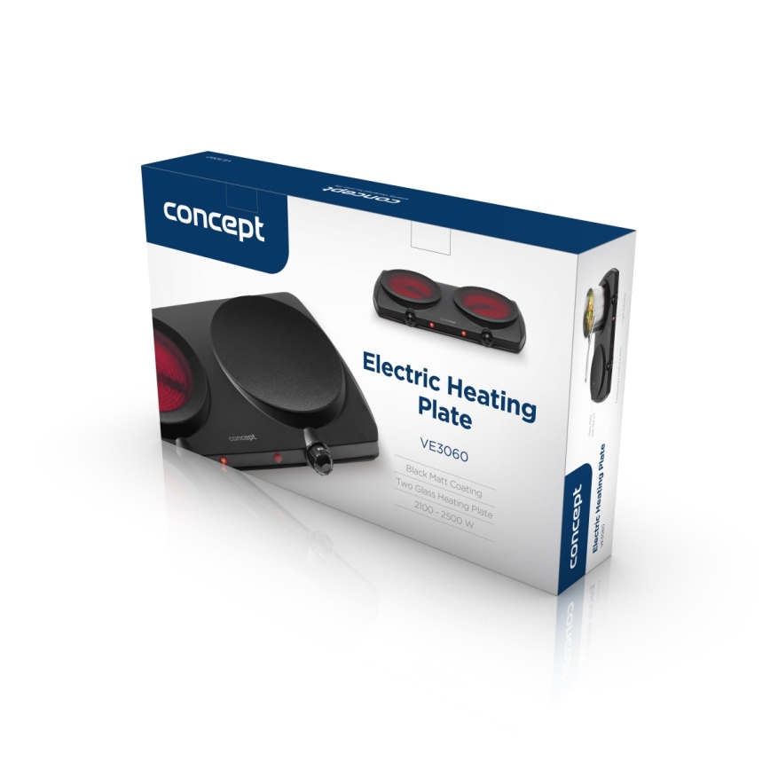 Concept VE3060 - Διπλή ηλεκτρική εστία 2500W/230V, μαύρη