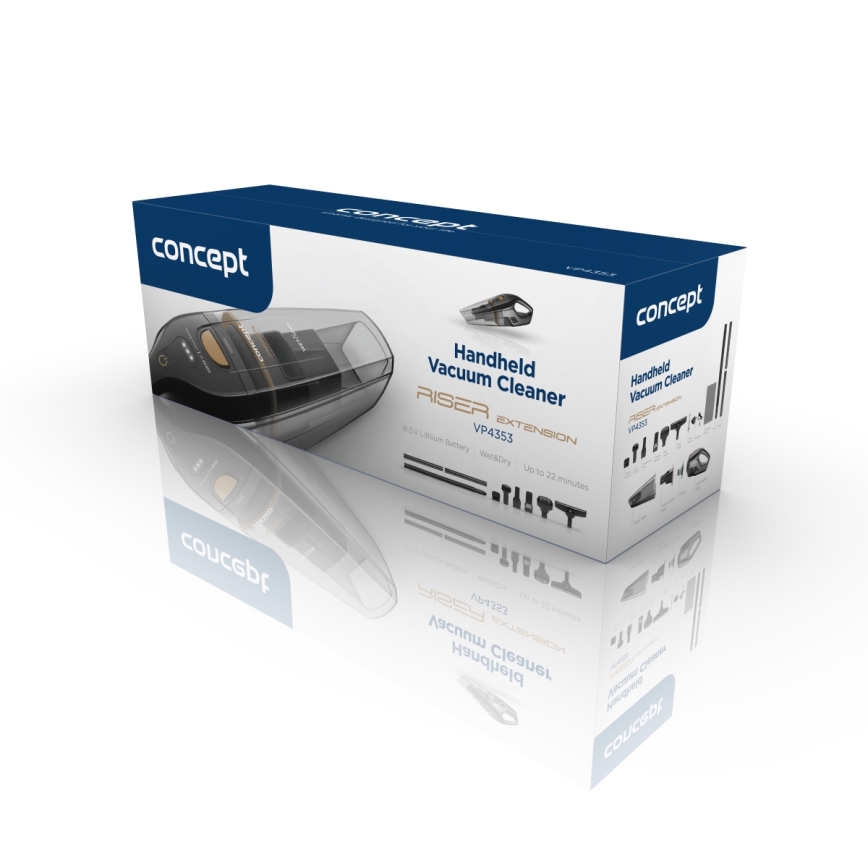 Concept VP4353 - Φορητή ηλεκτρική σκούπα WET & DRY με επέκταση σωλήνα 110W/18,5V 2200 mAh μαύρη