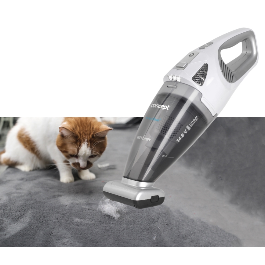Concept VP4370 - Σκουπάκι χειρός WET & DRY PERFECT CLEAN 90W/14,8V 2200 mAh λευκό
