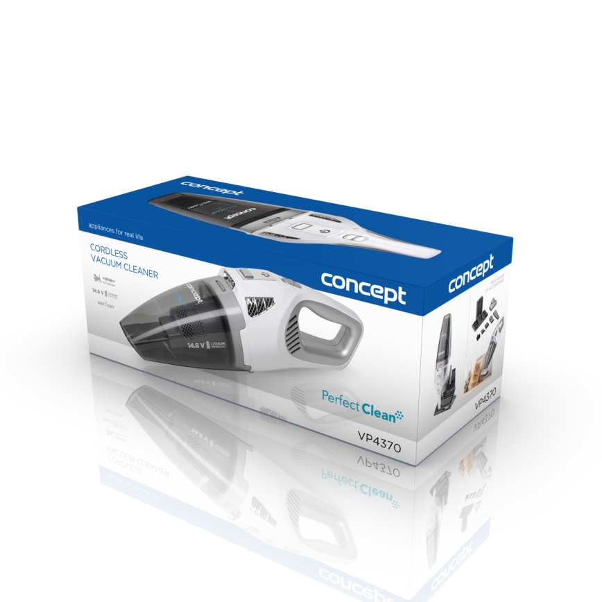 Concept VP4370 - Σκουπάκι χειρός WET & DRY PERFECT CLEAN 90W/14,8V 2200 mAh λευκό
