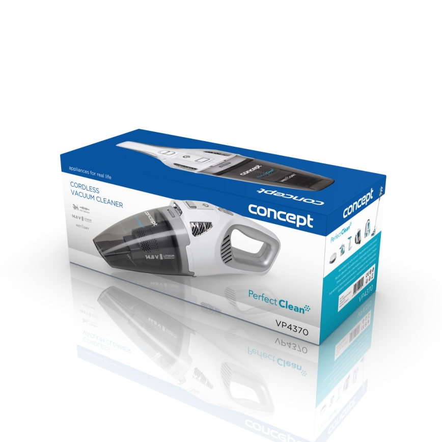 Concept VP4370 - Σκουπάκι χειρός WET & DRY PERFECT CLEAN 90W/14,8V 2200 mAh λευκό