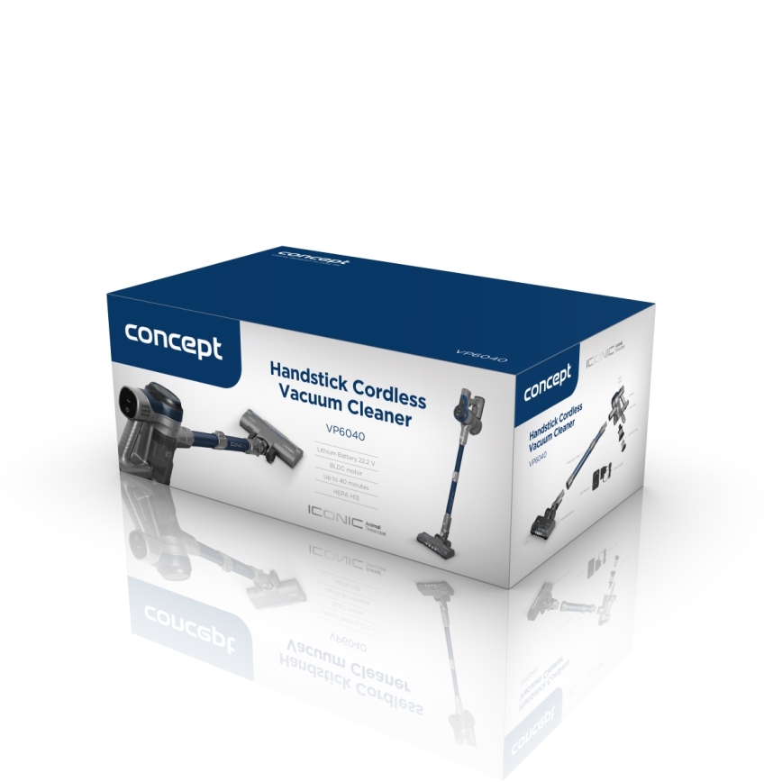 Concept VP6040 - Ηλεκτρική σκούπα χειρός 2σε1 ICONIC ANIMAL TELESCOPE 200W/22,2V 2200 mAh μπλε