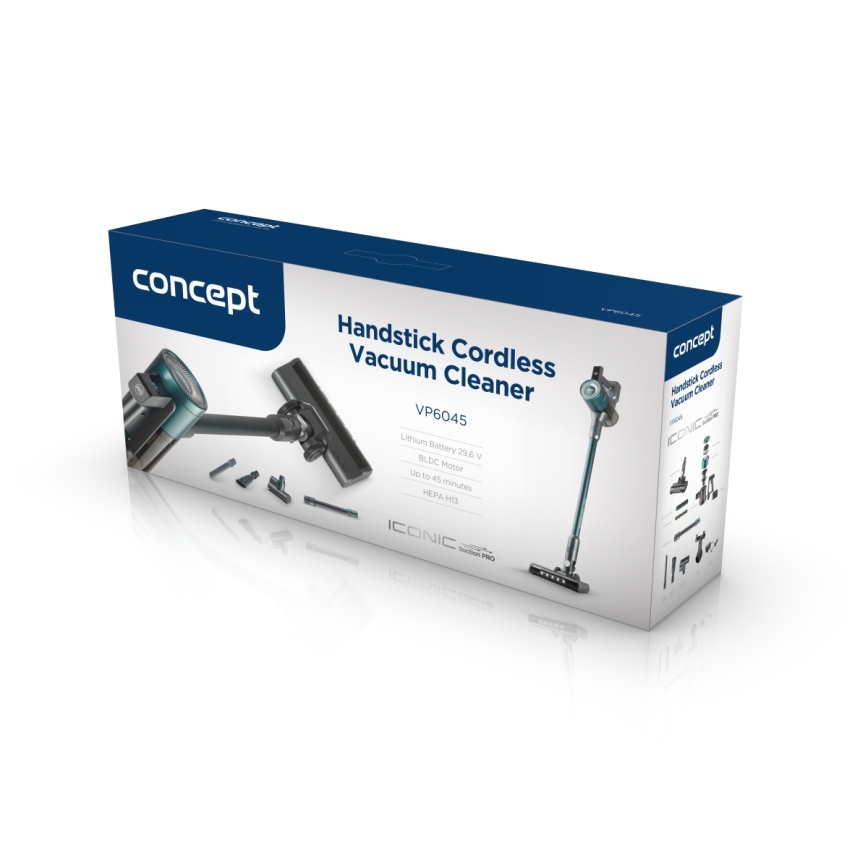Concept VP6045 - Ραβδοειδής και χειρός σκούπα 2-σε-1 ICONIC SUCTION PRO 450W/29,6V 2500 mAh μπλε