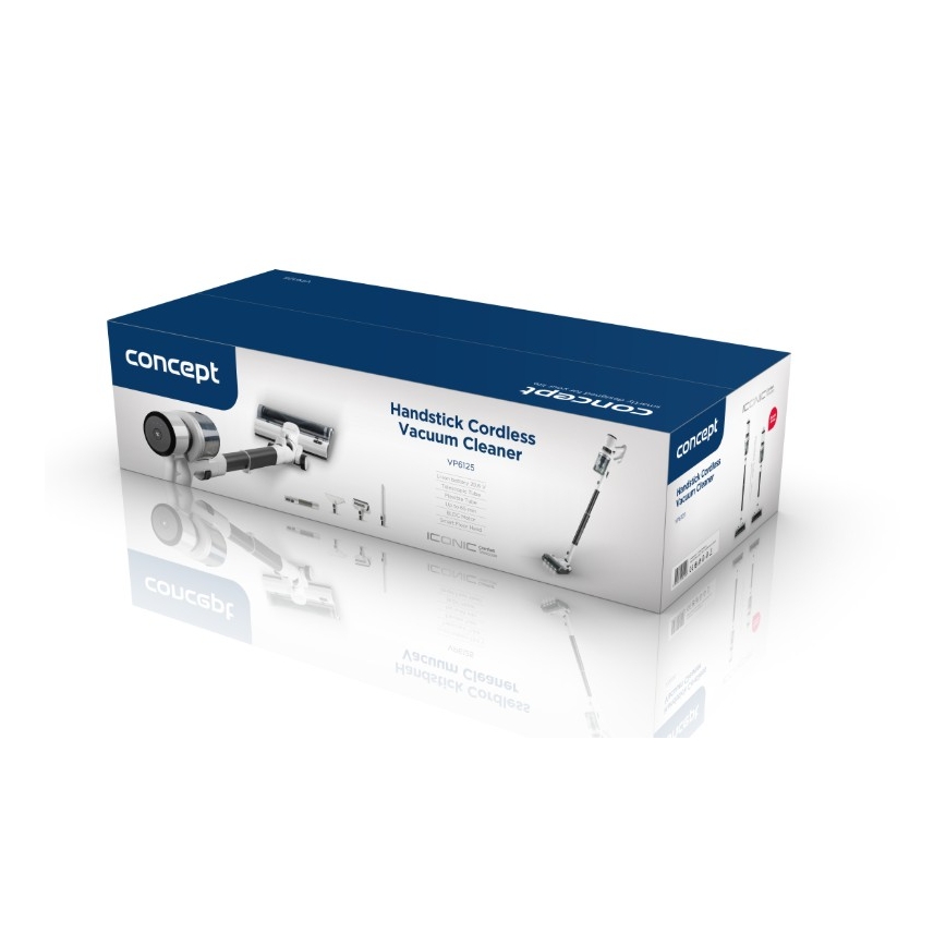 Concept VP6125 - Σκούπα stick χειρός 2-σε-1 ICONIC Comfort Telescope 400W/29,6V 2000 mAh λευκή