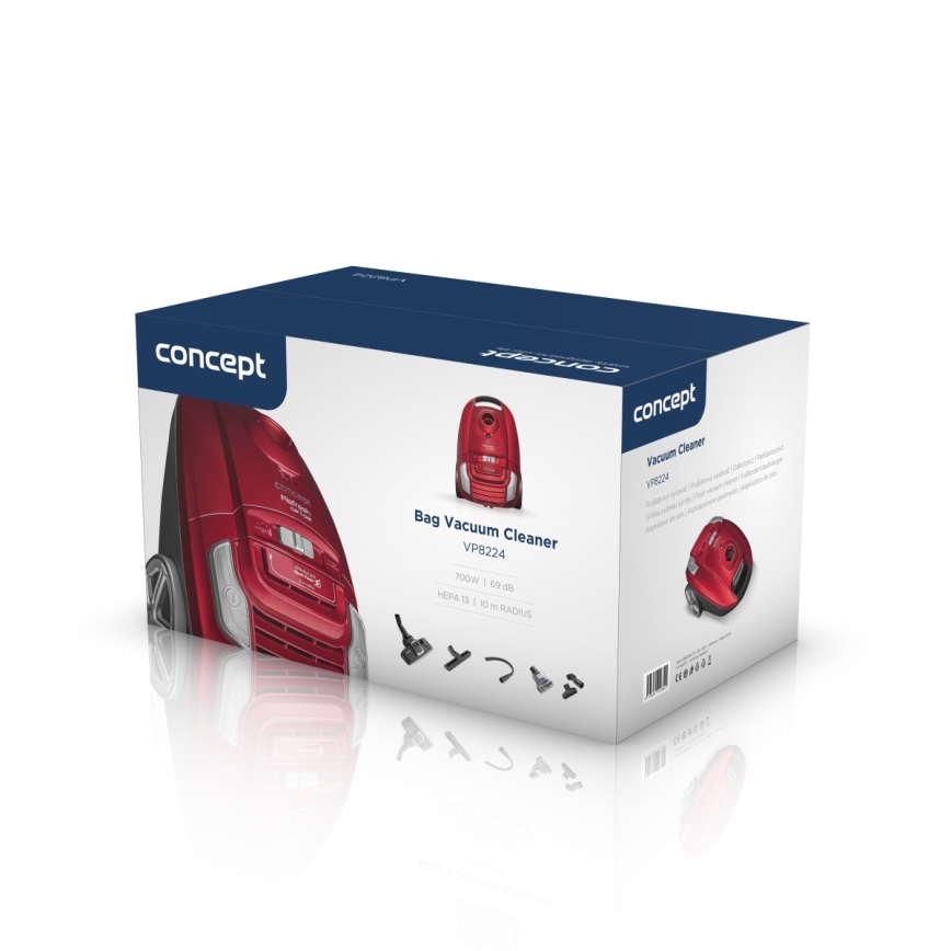 Concept VP8224 - Ηλεκτρική σκούπα με σακούλα REFRESH CAR&PET 3,5 l 700W/230V κόκκινο