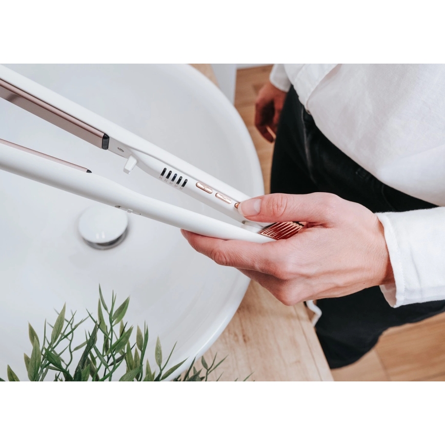 Concept VZ2110 - Ισιωτικό μαλλιών GLAM STYLE 48W/230V λευκό/ροζ χρυσό