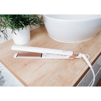 Concept VZ2110 - Ισιωτικό μαλλιών GLAM STYLE 48W/230V λευκό/ροζ χρυσό