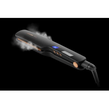 Concept VZ6010 - Πρέσα μαλλιών με οθόνη LED ELITE STEAM BOOST 54W/230V μαύρο