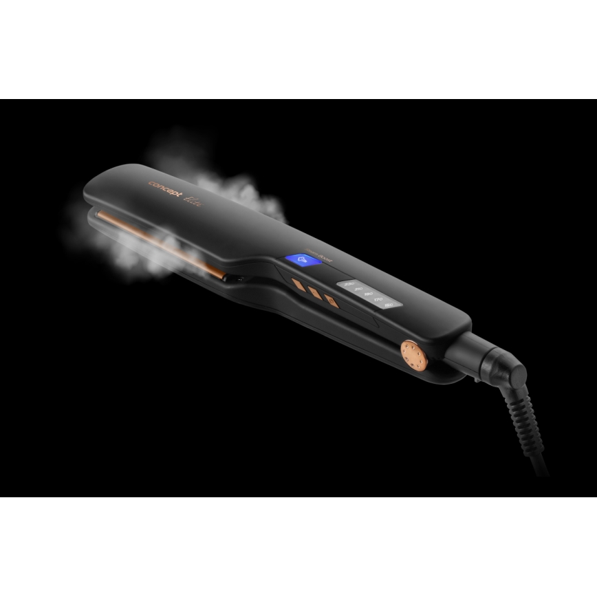 Concept VZ6010 - Πρέσα μαλλιών με οθόνη LED ELITE STEAM BOOST 54W/230V μαύρο