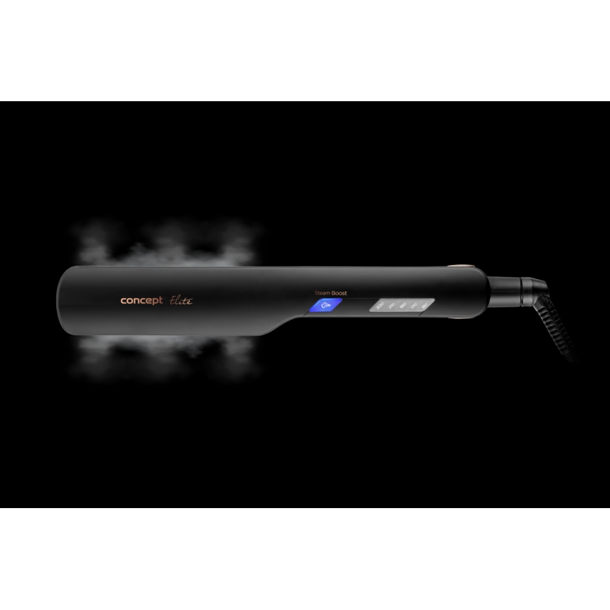 Concept VZ6010 - Πρέσα μαλλιών με οθόνη LED ELITE STEAM BOOST 54W/230V μαύρο