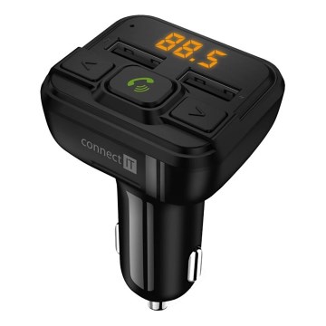 CONNECT IT CCC-8600-BK - Πομπός αυτοκινήτου FM με λειτουργία hands-free μαύρο