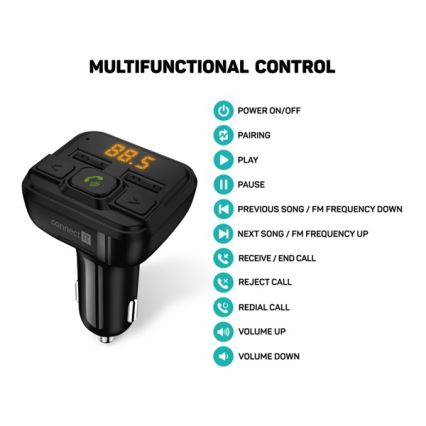 CONNECT IT CCC-8600-BK - Πομπός αυτοκινήτου FM με λειτουργία hands-free μαύρο