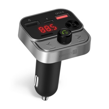 CONNECT IT CCC-8900-AN - FM πομπός αυτοκινήτου με λειτουργία handsfree, μαύρο/ασημί