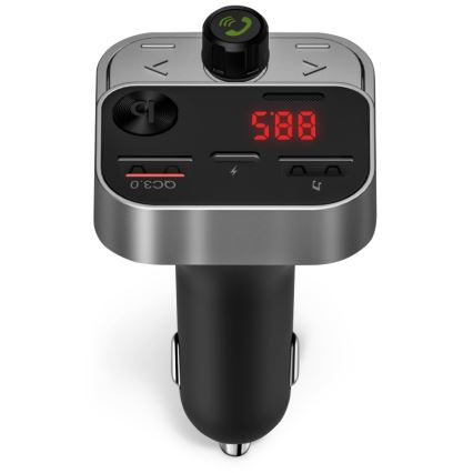 CONNECT IT CCC-8900-AN - FM πομπός αυτοκινήτου με λειτουργία handsfree, μαύρο/ασημί