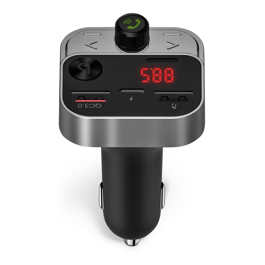 CONNECT IT CCC-8900-AN - FM πομπός αυτοκινήτου με λειτουργία handsfree, μαύρο/ασημί