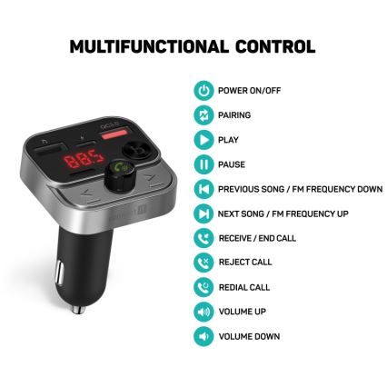 CONNECT IT CCC-8900-AN - Πομπός αυτοκινήτου FM με λειτουργία hands-free μαύρο/ασημί