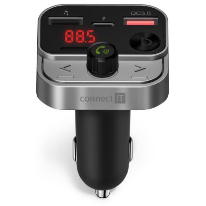 CONNECT IT CCC-8900-AN - Πομπός αυτοκινήτου FM με λειτουργία hands-free μαύρο/ασημί