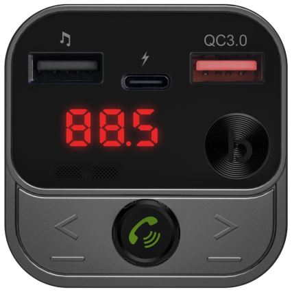 CONNECT IT CCC-8900-AN - Πομπός αυτοκινήτου FM με λειτουργία hands-free μαύρο/ασημί