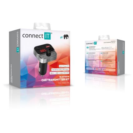 CONNECT IT CCC-8900-AN - Πομπός αυτοκινήτου FM με λειτουργία hands-free μαύρο/ασημί
