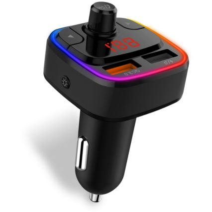 CONNECT IT CCC-9090-BK - LED RGB Πομπός αυτοκινήτου FM με λειτουργία hands-free μαύρο