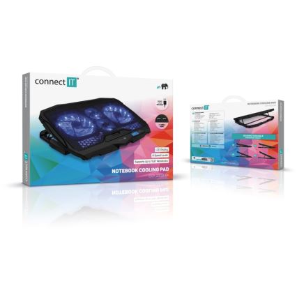 CONNECT IT CCP-2200-BK - Cooling pad για laptop 4x ανεμιστήρας 2xUSB μαύρο//μπλε