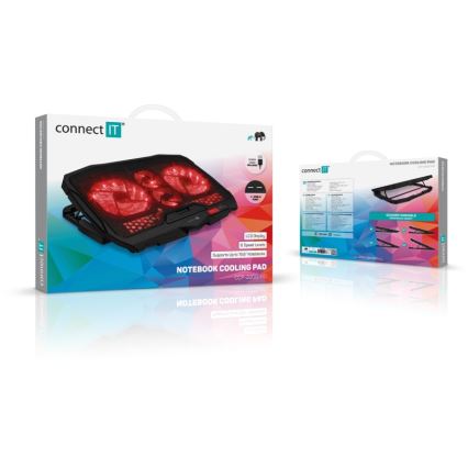 CONNECT IT CCP-2200-RD - Cooling pad για laptop 4x ανεμιστήρας 2xUSB μαύρο/κόκκινο
