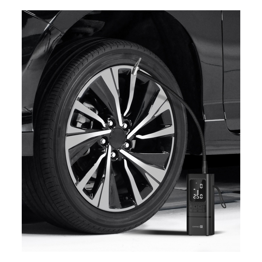CONNECT IT CFF-4500-BK - Ψηφιακός φορητός αεροσυμπιεστής τσέπης AirFlow 80W/6000 mAh μαύρος