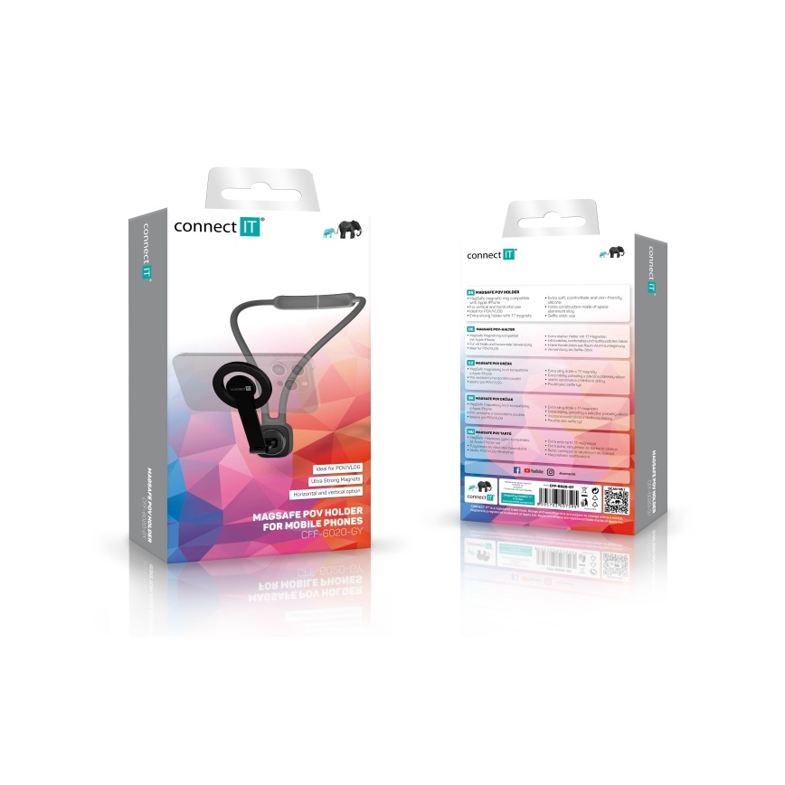 CONNECT IT CFF-6020-GY - Ευέλικτο μαγνητικό στήριγμα λαιμού για κινητά με MagSafe