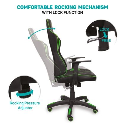 CONNECT IT CGC-0700-GR - Καρέκλα gaming LeMans Pro μαύρο/πράσινο