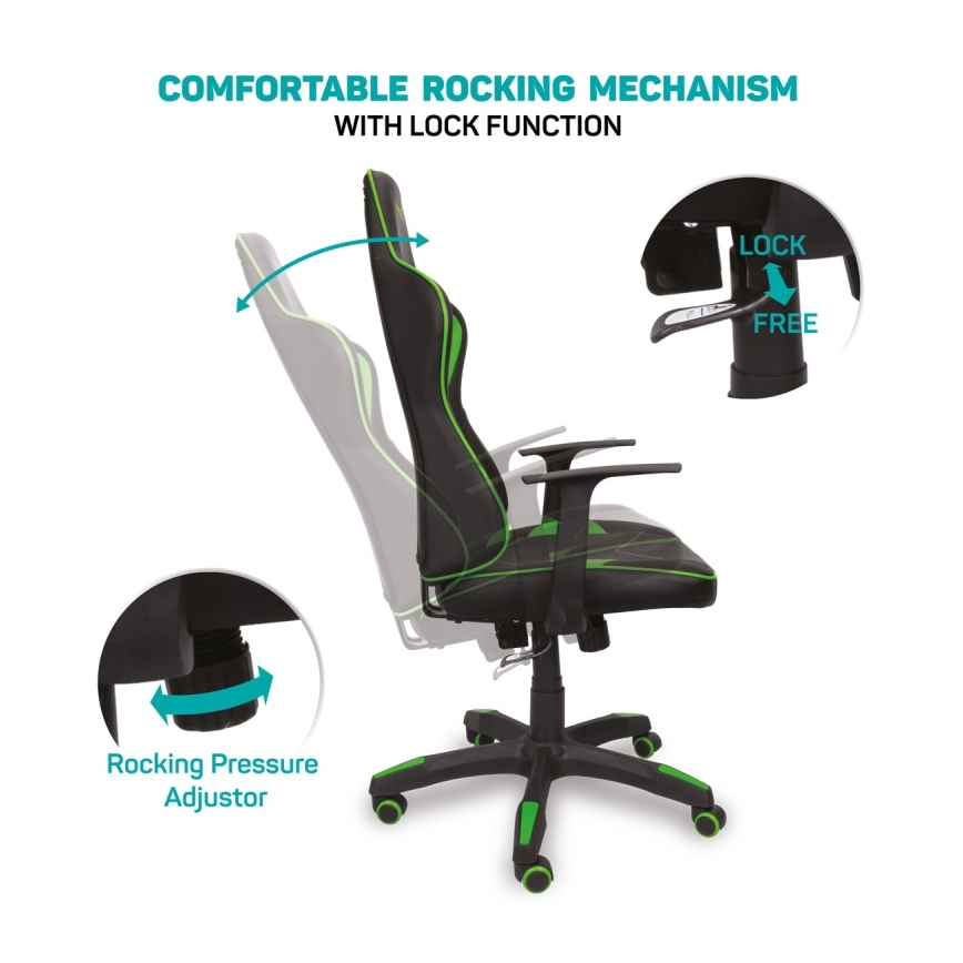 CONNECT IT CGC-0700-GR - Καρέκλα gaming LeMans Pro μαύρο/πράσινο