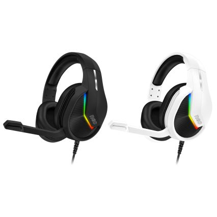 CONNECT IT CHP-3595-WH - LED RGB Ενσύρματα ακουστικά για gaming με μικρόφωνο λευκό/μαύρο
