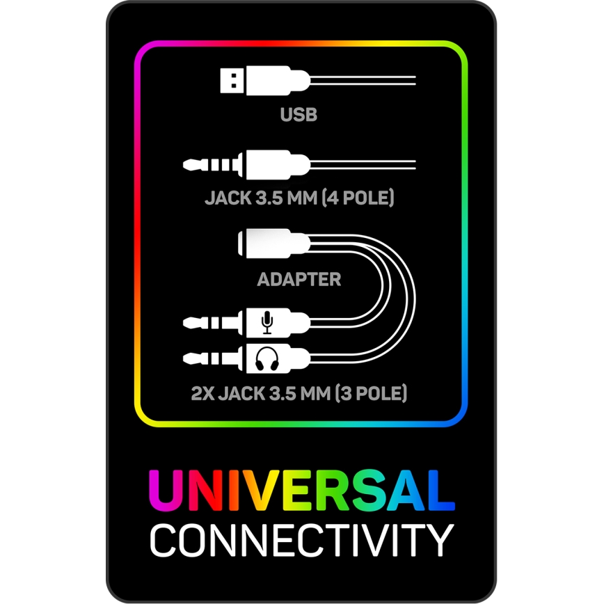 CONNECT IT CHP-3595-WH - LED RGB Ενσύρματα ακουστικά για gaming με μικρόφωνο λευκό/μαύρο