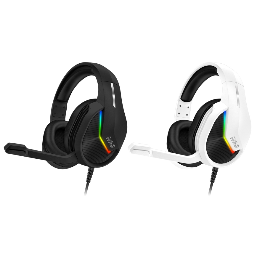 CONNECT IT CHP-3595-WH - LED RGB Ενσύρματα ακουστικά για gaming με μικρόφωνο λευκό/μαύρο