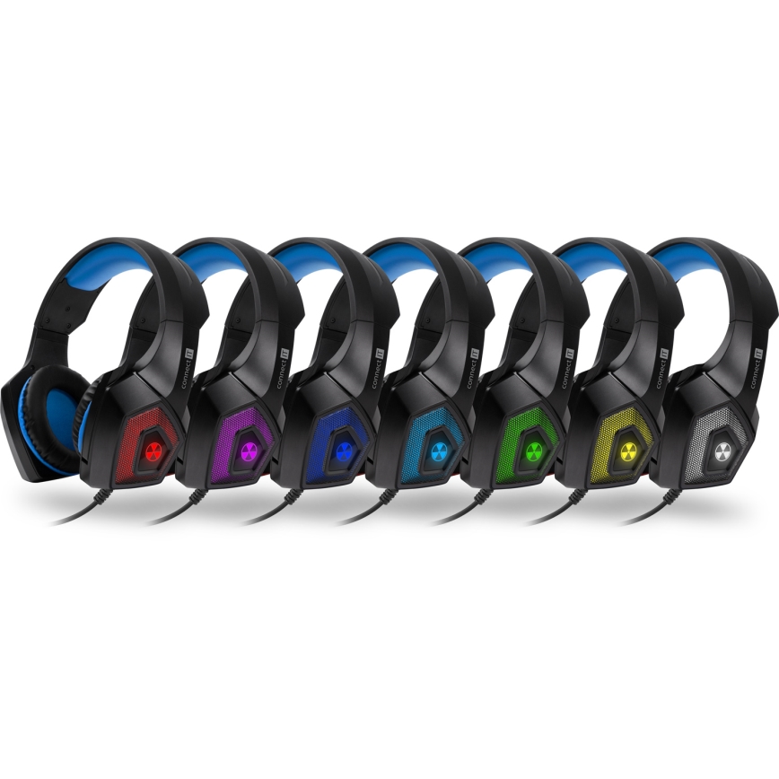 CONNECT IT CHP-5500-BL - LED Ενσύρματα ακουστικά για gaming με μικρόφωνο μαύρο/μπλε