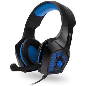 CONNECT IT CHP-5500-BL - LED Ενσύρματα ακουστικά για gaming με μικρόφωνο μαύρο/μπλε