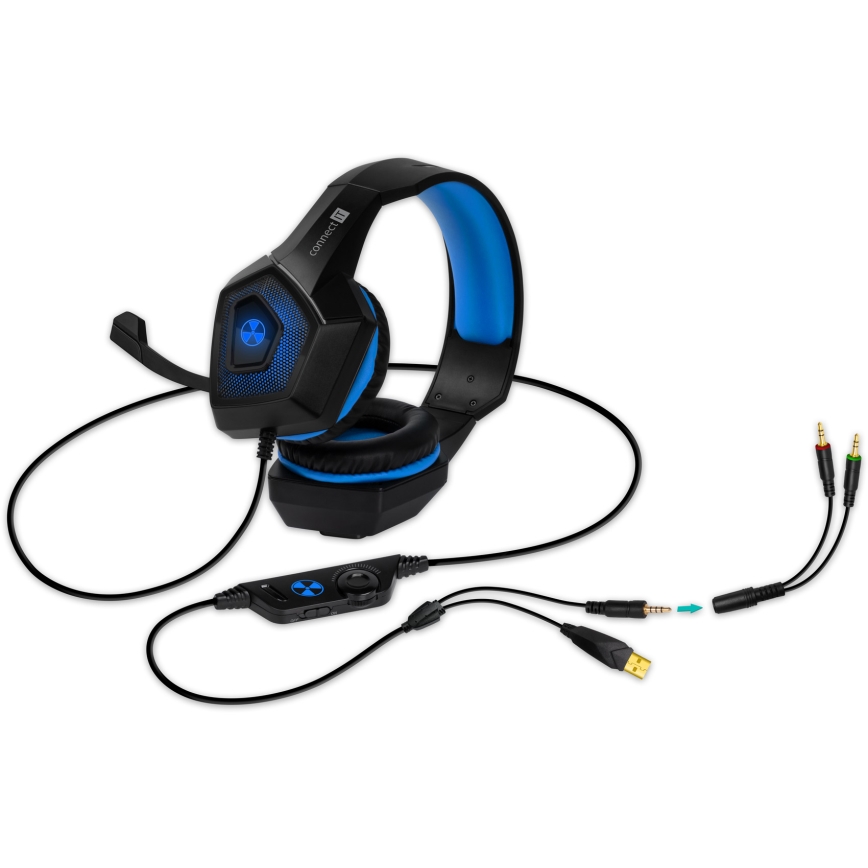 CONNECT IT CHP-5500-BL - LED Ενσύρματα ακουστικά για gaming με μικρόφωνο μαύρο/μπλε