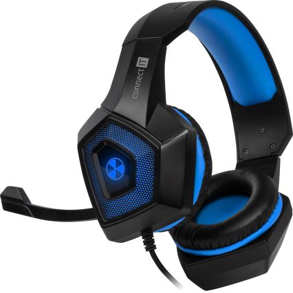 CONNECT IT CHP-5500-BL - LED Ενσύρματα ακουστικά για gaming με μικρόφωνο μαύρο/μπλε
