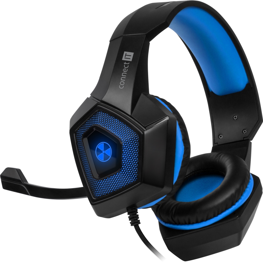 CONNECT IT CHP-5500-BL - LED Ενσύρματα ακουστικά για gaming με μικρόφωνο μαύρο/μπλε