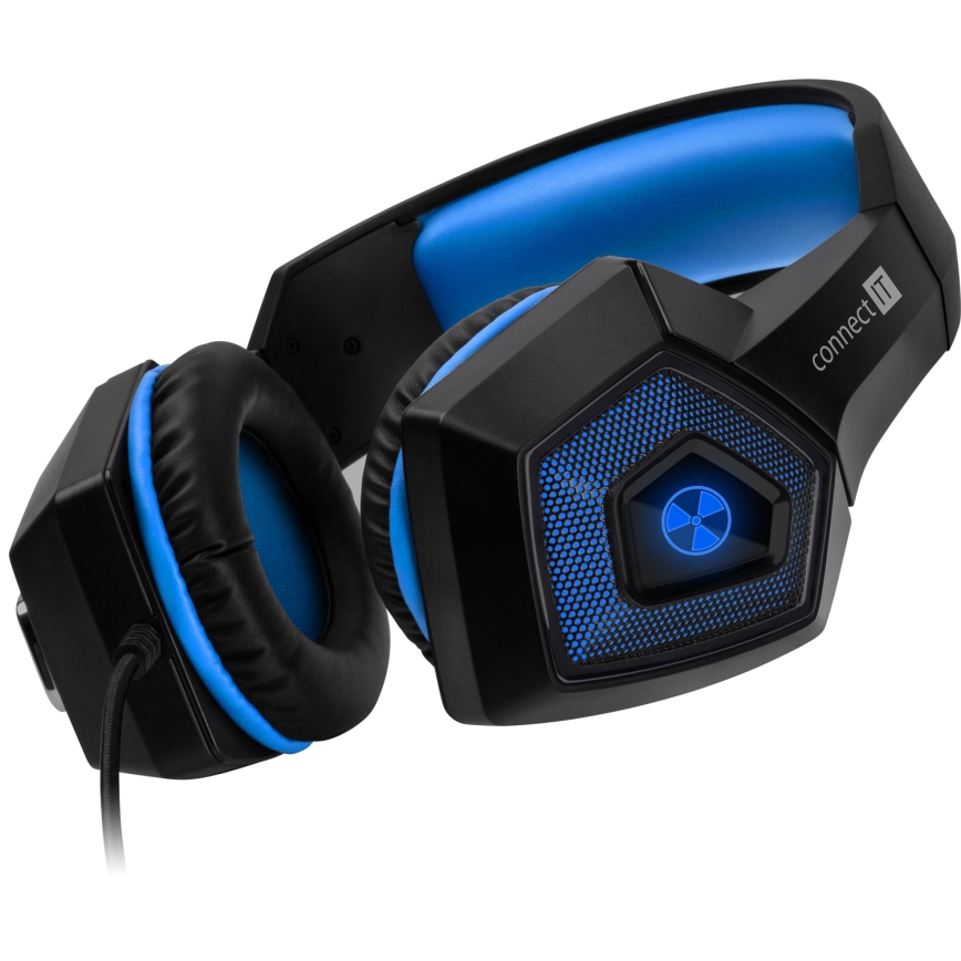 CONNECT IT CHP-5500-BL - LED Ενσύρματα ακουστικά για gaming με μικρόφωνο μαύρο/μπλε