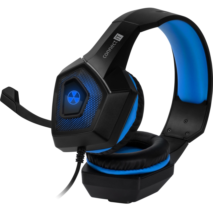CONNECT IT CHP-5500-BL - LED Ενσύρματα ακουστικά για gaming με μικρόφωνο μαύρο/μπλε