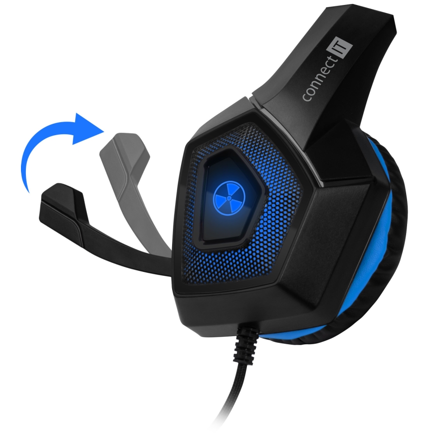 CONNECT IT CHP-5500-BL - LED Ενσύρματα ακουστικά για gaming με μικρόφωνο μαύρο/μπλε