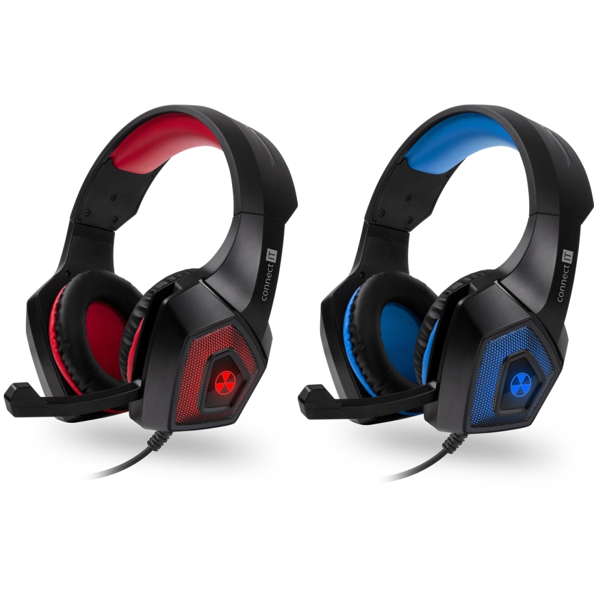 CONNECT IT CHP-5500-BL - LED Ενσύρματα ακουστικά για gaming με μικρόφωνο μαύρο/μπλε