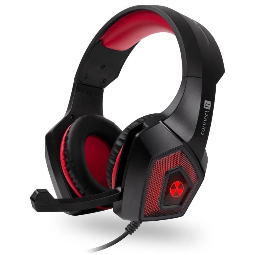 CONNECT IT CHP-5500-RD - LED Ενσύρματα ακουστικά για gaming με μικρόφωνο μαύρο/κόκκινο