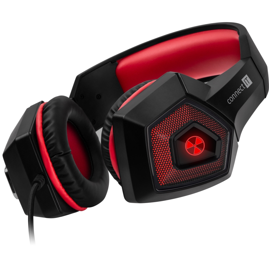 CONNECT IT CHP-5500-RD - LED Ενσύρματα ακουστικά για gaming με μικρόφωνο μαύρο/κόκκινο