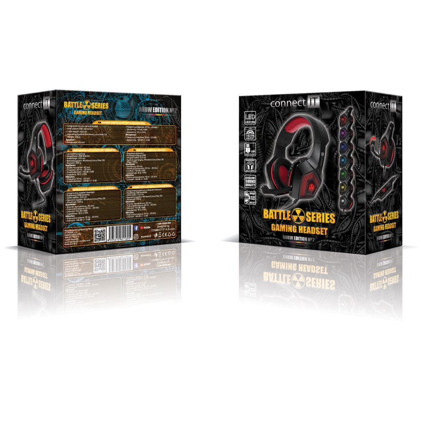 CONNECT IT CHP-5500-RD - LED Ενσύρματα ακουστικά για gaming με μικρόφωνο μαύρο/κόκκινο