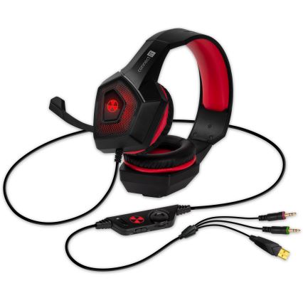 CONNECT IT CHP-5500-RD - LED Ενσύρματα ακουστικά για gaming με μικρόφωνο μαύρο/κόκκινο