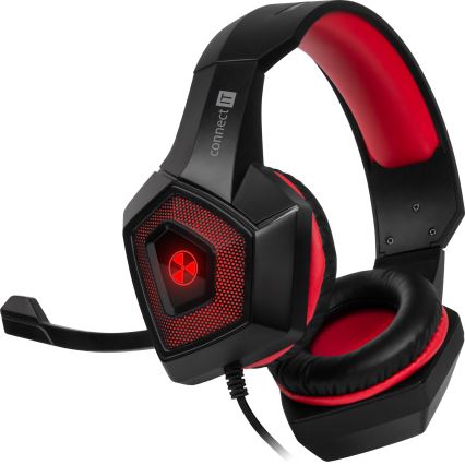 CONNECT IT CHP-5500-RD - LED Ενσύρματα ακουστικά για gaming με μικρόφωνο μαύρο/κόκκινο